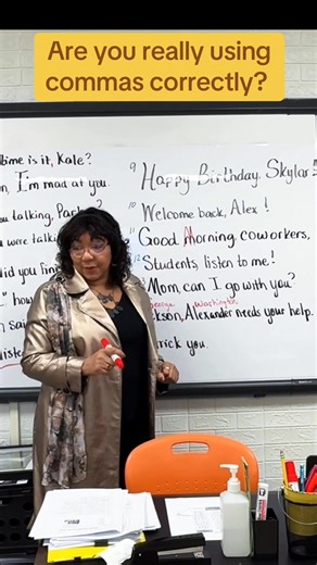 Commas matter, especially when you’re talking to someone. In this lesson, we’re working with nouns of direct address: “Happy Birthday, Skyla.” “Welcome back, Alex!” “Good morning, coworkers,” “Mom, can I go with you?” If you remove that comma, you change the clarity, and sometimes the meaning. When you call someone’s name in a sentence, pause and give it the punctuation it deserves. Commas matter. Using commas correctly is important. This is a simple grammar rule, but it’s one many students, and