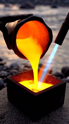 Mini River Gold Mining → Molten Gold Pour → Solid Gold Bar Reveal