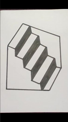 Awesome technique to draw stairs on paper #stairs #3dshapes #easydrawing
