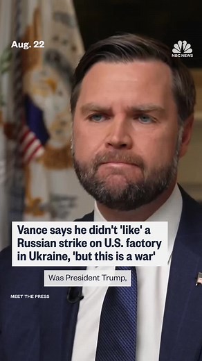 Vice President #JDVance told @Meet the Press he didn’t “like” a Russian missile strike on a U.S. factory, “but this is a war, and this is why we want to stop the killing.” #mtp