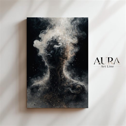 Abstract Smoke Figure Wall Art, Dark Atmospheric Print, Surreal Silhouette Art, Modern Abstract Artwork, Home Decor, Minimal Canvas Painting - Etsy