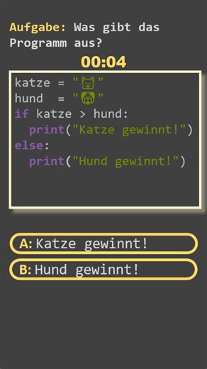 Testfrage Katze oder Hund? #python #quiz #unicode
