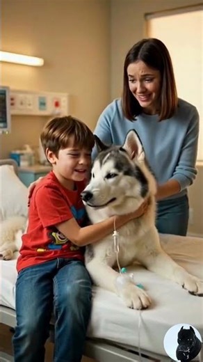 Heartbreaking Moment 💔 5-Year-Old Boy Cries Beside His Sick Husky | Emotional Hospital Scene 😢🐶