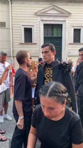 Models on streets of Taormina Dolce & Gabbana Alta Sartoria fashion Show