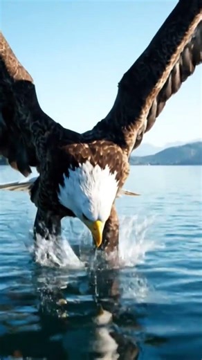 A majestic eagle diving into the water to catch a fish #eagleeyes #eaglet #seaeagle #eagle #birds