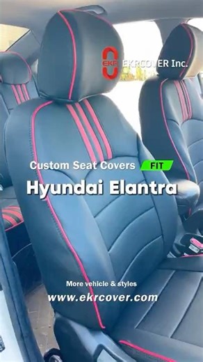 EKR Custom Black and Red Trim Seat Cover for Hyundai Elantra installation