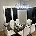 Glass Dining Table Set for 8, 9 PCS Dining Room Table Set for 8, 71” Rectangular Kitchen Table Set and Grey Dining Room Chairs,Tempered Glass Top with Wood Base for Dining Room Kitchen