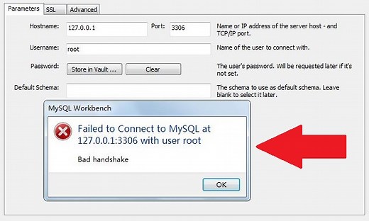 Fix MySQL Bad Handshake: Failed to Connect to MySQL at 127.0.0.1;3306 with user root - Studyopedia