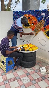 Reuse bottle cap ideas - creative butterfly wall art #reuse #bottlecap #wallart #butterfly | Hetal's Art - Creation
