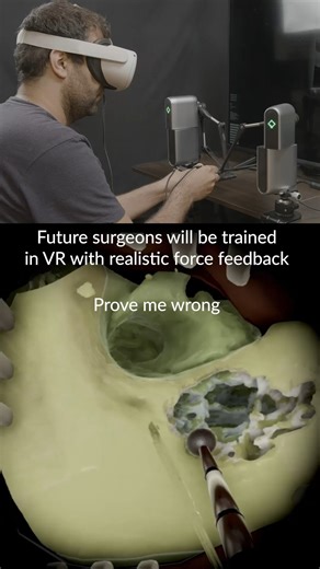 Haply Robotics on Instagram: "Future surgeons won’t just read textbooks. They'll feel the procedure before ever stepping into an OR. This is what training with force-feedback VR looks like. Precision, realism, and muscle memory before the first real cut. Prove us wrong. 🎮: Powered by @haplyrobotics 🧠: Simulation by @i3simulations #VRTraining #MedEd #SurgicalSimulation #ForceFeedback #Haptics #FutureOfMedicine #ImmersiveTech #MedTech #VirtualReality #3DTraining #SimulationTechnology #VRHealthca