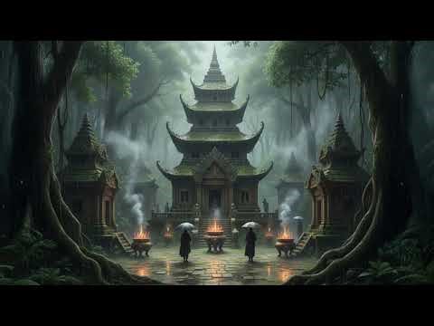 Restorative Rain & Bowls – 1h05 Ambient Soundscape | Tibetan Bowls, Soft Pads & Gentle Rain