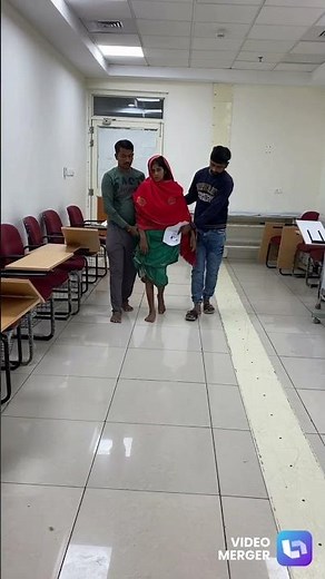 Steppage gait. Patient lifts his legs high while walking to prevent tripping. Seen in foot drop