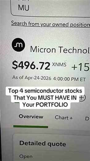 Top 4 semiconductor stocks #nvda #amd #micron #broadcom #trading #money #dropshipping