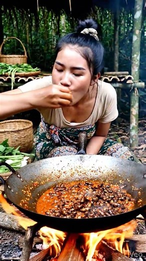 Cook in the Wilderness — Relaxing Forest Cooking ASMR #food #shorts