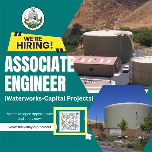 🌆 City of Simi Valley is Hiring: Associate Engineer 💧 Ready to make a lasting impact on your community? The City of Simi Valley / Waterworks District No. 8 is seeking a dynamic and detail-driven Associate Engineer to lead transformative water infrastructure projects—from main line replacements to pump station upgrades. If you're passionate about engineering excellence, thrive in a collaborative environment, and want to help deliver safe, reliable water to thousands of residents, this is your c