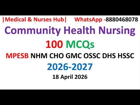 Community Health Nursing Paper 2026 #CHO #NHM #MPESB
