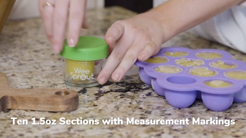 WeeSprout Silicone Freezer Tray with Clip on Lid Perfect Food Storage Container for Homemade Baby Food, Vegetable, Fruit Purees, and Breast Milk (Bright Blue, Ten 1.5 Ounce Sections)