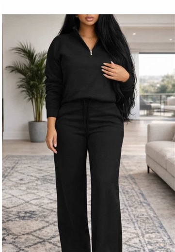 A warm sweatshirt and drawstring pants combo, perfect for fall walks, winter outings, or cozy days at home ❄️☕ #womensfashion #ootd #fashiontiktok #twopieceset #hoodie