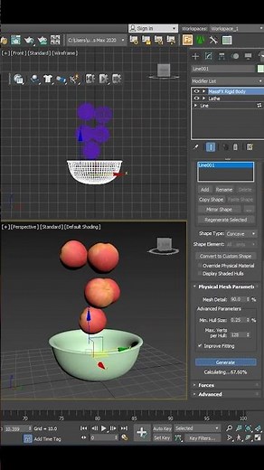3ds max : Creating realistic physics simulations in 60 seconds using MassFX#shorts