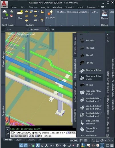 Quick Tutorial: Adding T-Support in AutoCAD Plant 3D, #shorts