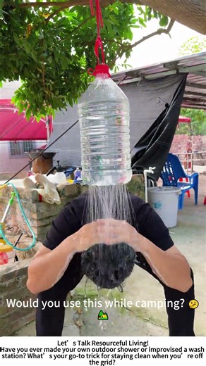 DIY Bucket Shower – Washing Hair with a Homemade Rain Tool! 💧