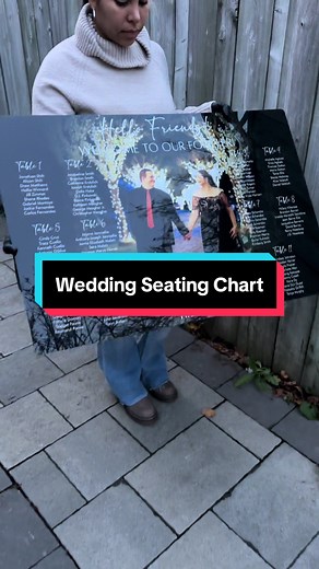 Guide your guests with style. Our custom seating charts add sophistication to your entrance and tie your whole wedding design together. #weddingseatingchart #weddingtiktok #seatingchart