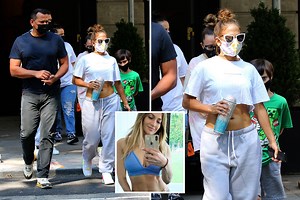 Jennifer Lopez, 51, shows off impossible abs as she heads out to lunch with fiance Alex Rodriguez in downtown Manhattan