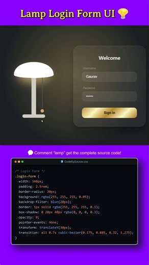 Creative Login Form UI | HTML & CSS #shorts