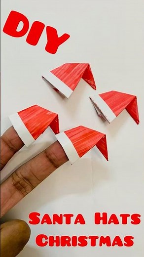 🎅 Origami Santa Hat Finger Puppet | Easy Christmas Craft #diy #shorts #trending #christmas #craft