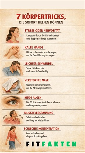 Diese 7 Körpertricks wirken sofort – einfache Hacks für Stress, Konzentration & Energie 🧠 #FitFakten