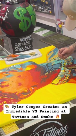 🎨 Tyler Cooper Creates an Incredible YG Painting at Tattoos and Smoke 🔥