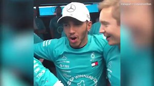 Lewis Hamilton shares singalong celebration after win