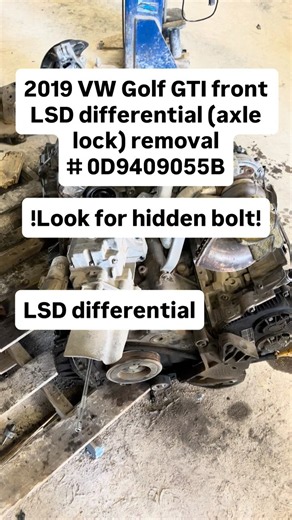 Separating from engine 2019 VW Golf GTI front differential called axle lock part number 0D9409055B