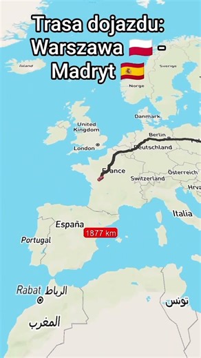 Trasa dojazdu: Warszawa, Polska - Madryt, Hiszpania