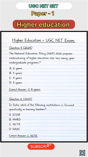 Higher education • PYQs practice• UGC NET SET Exam Paper-1 • #ugcnetexam #set2026 #ugcnetpaper1