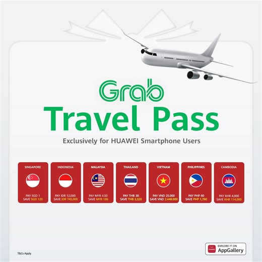 Calling all HUAWEI users — your FREE Grab Travel Pass awaits! Three simple steps to redeem, book, and explore around Southeast Asia*. Unfold your travelling adventures with the massive screen of the #HUAWEIMateX7. 👉Grab yours now: https://bit.ly/3N9qoco 👉Get your #HUAWEIMateX7: https://bit.ly/4ct1nTD *Valid across selected Southeast Asian Countries. | Huawei Mobile