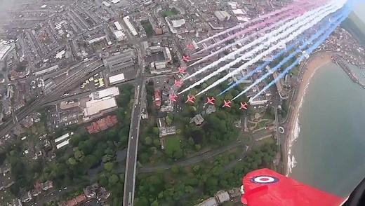 Marking Armed Forces Day - the Royal Air Force Aerobatic Team had the honour of carrying out a flypast over #Scarborough this morning. This was the view from Red 10. Video by #RedArrows photographer SAC Hannah Smoker. #ArmedForcesDay2020 | RAF Red Arrows