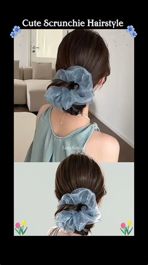 Cute Scrunchie Hairstyle 💝 Tutorial 🌹 Fairy Hair Lab 🍁