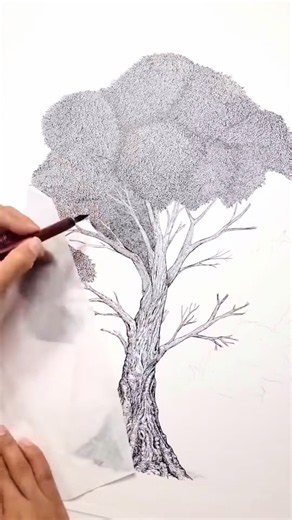 Salma Price-Nell creates intricate ink drawings inspired by trees and the natural world. Using a dip pen, she draws individual leaves and intertwining branches, gradually building dense patterns that give each tree its shape and character. Watching those tiny marks come together is part of the fascination. Up close, you see each individual detail. Step back, and an entire canopy emerges. Artist: @The Salsa Creative Studio #art #drawing #ink #nature #artist