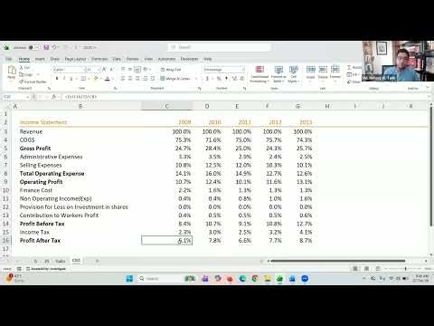 Common-Size Statements using MS Excel