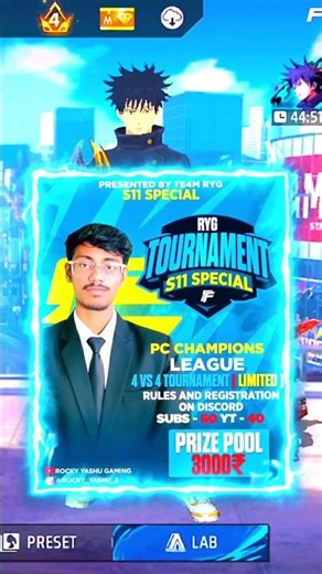 💥 NEW PC TOURNAMENT ANNOUNCEMENT 🩸🏆 SEASON - 11 🥵 4V4 LIMITED 🌀 #short #shorts #pcchampionleague