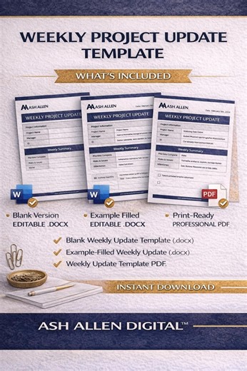 Weekly Project Update Template | PMO Status Report (word   PDF) | Project Summary, Kpis, Risks, Milestones | Professional Project Management - Etsy