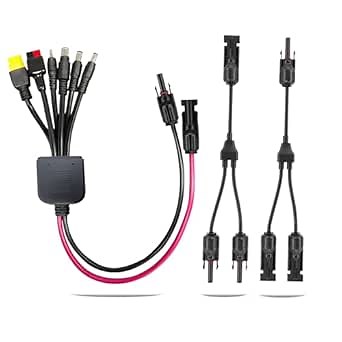 NECESPOW Solar Panel Adapter Kit, 6-in-1 Adapter Cable + Y-Branch Parallel Solar Connector Kit for Solar Panel Parallel & Portable Power Staion Charging Outdoor