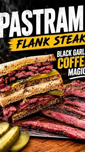 facebook BLACK GARLIC COFFEE PASTRAMI 🤯 Smoked Flank Steak! #pastrami #recipe #smoker