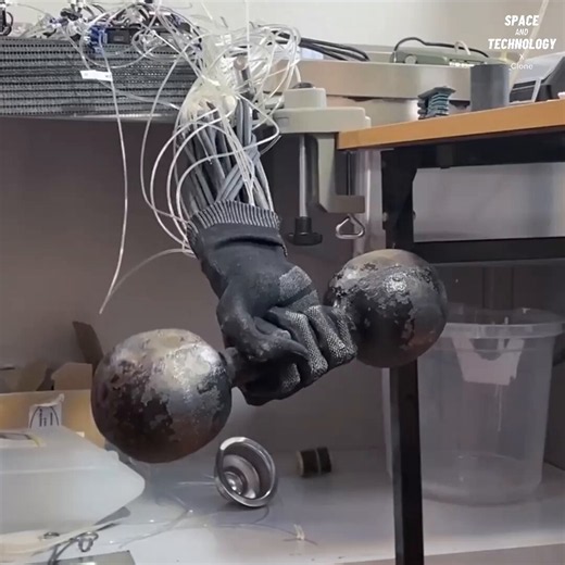 This is Clone Robotics realistic humanoid robotic arm, designed to closely mimic the movement and anatomy of a human arm. It is powered by electricity and a water-based hydraulic system using a compact pump about the size of a human heart. Despite weighing only 1 kilogram, the robotic arm can lift a 7-kilogram dumbbell.