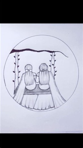 How to Draw Two Best Friend In Circle- Pencil Sketch ✏️ | #shorts #pencilsketch #art #drawing