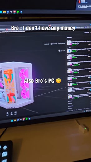 Buildcores on Instagram: "Bro: “I have no money.” Also bro: owns a PC with more RGB than my future 🙂💀 Rich setup, broke owner — the real gamer lifestyle. Tag that friend who is “Poor”but has the most expensive build 👇 Keywords: gaming pc , expensive pc build, RGB setup, custom pc, gaming setup, high end pc, broke gamer, aesthetic pc Hashtags: #pcbuild #gamingsetup #gaming #buildcores #pcgaming"
