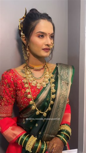 Nikita Navale on Instagram: "Maharashtrian bridal makeup 💕 Mua : @nikita_navale_makeupartist Hair by : @_._._sneha_3_ Beautiful bride: @rajbhojrohini #makeup #wakeupandmakeup #nikitanavalemakeupartist #nikitanavalemakeupacademy #hdmakeup #bridalmakeupartist #nashikmakeupartist #nashikmakeupartist #marathiwedding #maharashtrianbride #marathimulgi #weddingphotography #trendingreels #viralvideos"