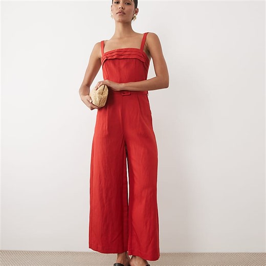 Mango Jumpsuit mit Gürtel in Rot | ASOS