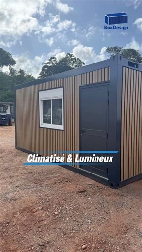 Module Bureau 15m² Bardage en acier effet bois en Guyane & Martinique | Bureau Modulaire – BoxDesign